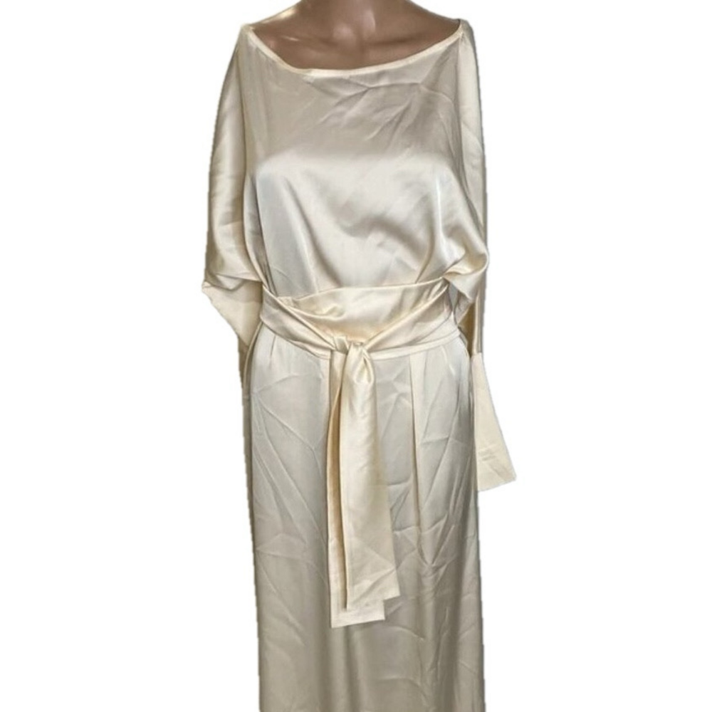NEW MONICA NERA Womens Camilla Silk Maxi Dress  Champagne